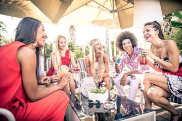 Friends making party in a lounge bar