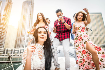 People celebrating on a yacht