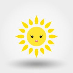 Kawaii sun. Icon. Vector. Flat.