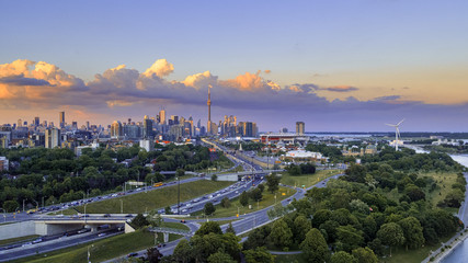 Aerial view of Toronto city from above, Toronto, Ontario, Canada
