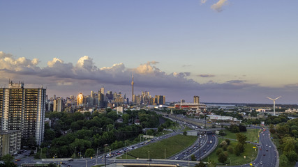 Aerial view of Toronto city from above, Toronto, Ontario, Canada