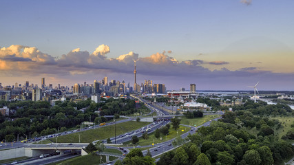 Aerial view of Toronto city from above, Toronto, Ontario, Canada