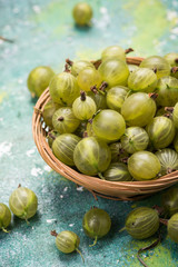 Fresh ripe gosseberry in basket