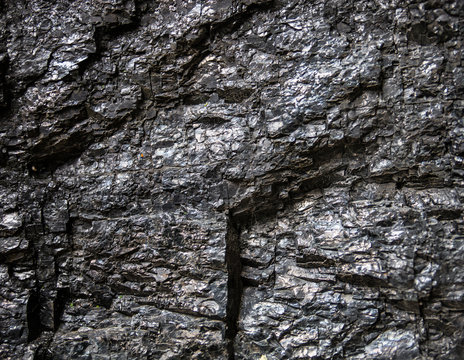 The surface of the black coal