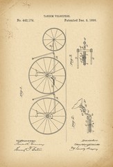 1890 Patent Velocipede tandem Bicycle archival history invention