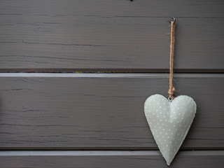 decoration white heart on a wood background with free space