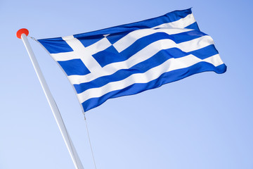 Greek flag flying in the wind