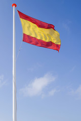 Spanish flag flying in the wind