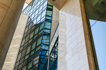Obraz premium Cityscape office buildings with modern corporate architecture - business and success concept