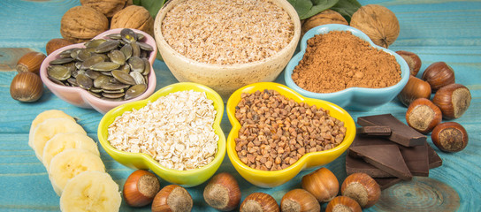 Products containing magnesium. Healthy food.