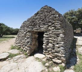 Ancient stone buildings, Bories village, Gordes, Provence-Alpes-Cote d‘Azur, France, Europe
