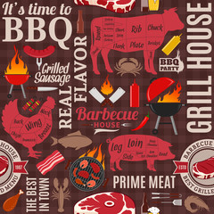 Vector barbecue seamless pattern or background