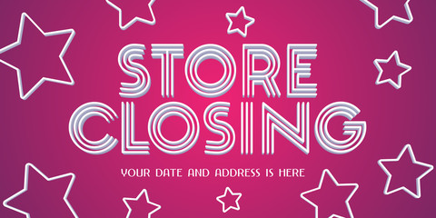 Store closing sale vector illustration, background
