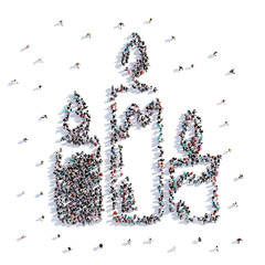 A lot of people form a candles, a holiday halloween