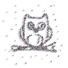 A lot of people form a owl, a holiday halloween