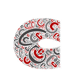 Vector conceptual red, gray and black playful funny education font made of letter collection or group on character shapes isolated on white background. A modern art alphabet learning element design