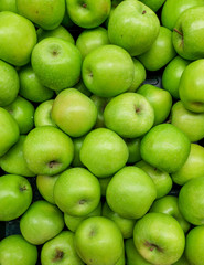 Green apples isolated vertical image - obrazy, fototapety, plakaty