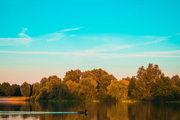 beautiful river at sunset