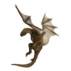 3D Rendering Fantasy Dragon on White