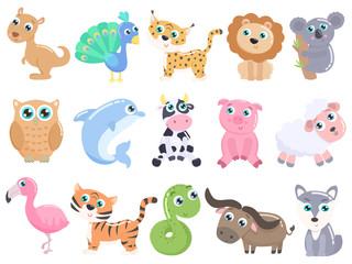 Cute cartoon animals set.