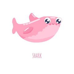 Cute shark vector illustration. Colorful fish. Flat design.