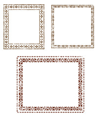 Square and rectangular borders, Native Americans ethnic patterns used. Grunge effect is removable.