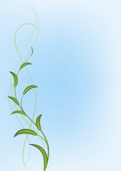 Sprout on light blue background. Environmentally friendly concept. Template for banner, poster, leaflet.