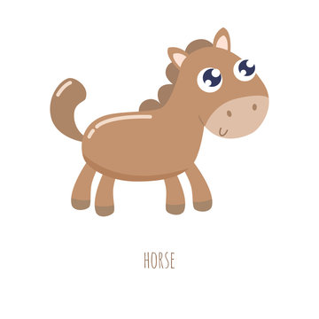 Cute little horse vector illustration. Flat design.