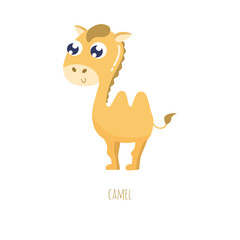 Cute cartoon camel vector illustration. Flat design.