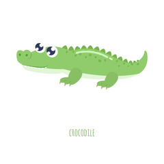 Cute crocodile vector illustration. Flat design.