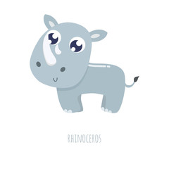 Cute rhinoceros vector illustration. Vector illustration.