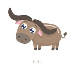 Cute buffalo vector illustration. Flat design.
