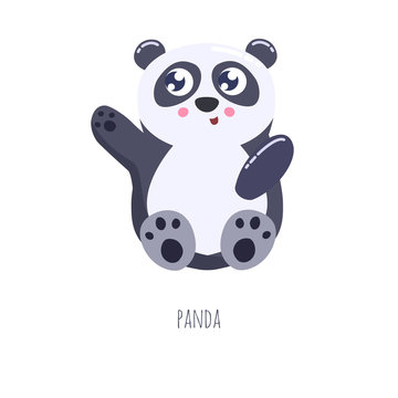 Cute panda bear vector illustration. Flat design.