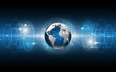 Global network connection World map abstract technology background global business innovation concept