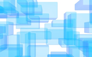 Blue and white abstract digital and technology background. The pattern with repeating rectangles. 3D illustration