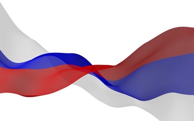 Waving flag of the Russian Federation. The National. State symbol of the Russia. 3D illustration