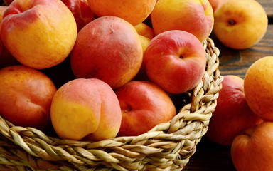 Fresh Apricot in the basket on wooden background.
The Wachau apricot The Danube in Lower Austria (German name is Wachauer Marille)