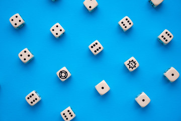dice on a blue background