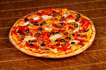 Pizza with sausages