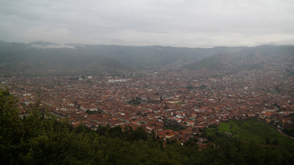 Aerial panoramic view to Cuzco, Peru