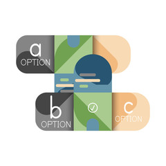 Infographics option and step by step in rounded squares, element of chart, graph, diagram with options, parts, processes