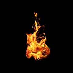 Crédence de cuisine en verre imprimé Feu Flammes de feu sur fond noir.