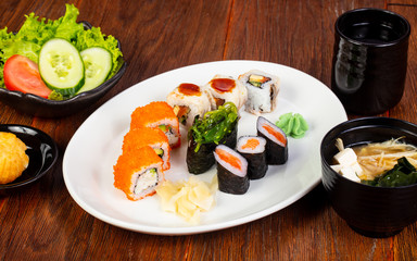 Japanese sushi and roll set