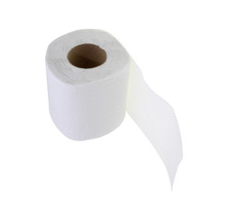 White toilet paper on a white background, isolated