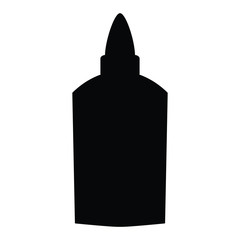 A black and white silhouette of a bottle of glue