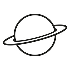 Vector Black Outline Icon - Saturn Planet