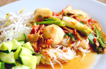 This menu is North eastern part of Thailand Sauce for Thai rice noodle. (Thai name is  Kanom jeen nam ya pa)