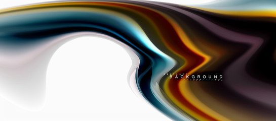 Fluid liquid mixing colors concept on light grey background, curve flow, trendy abstract layout template for business or technology presentation or web brochure cover, wallpaper