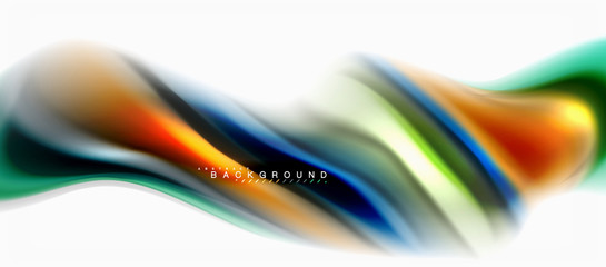 Fluid liquid mixing colors concept on light grey background, curve flow, trendy abstract layout template for business or technology presentation or web brochure cover, wallpaper