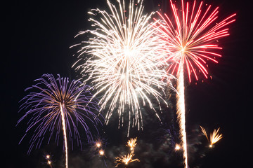 Drapeau francais feu d'artifice bleu blanc rouge